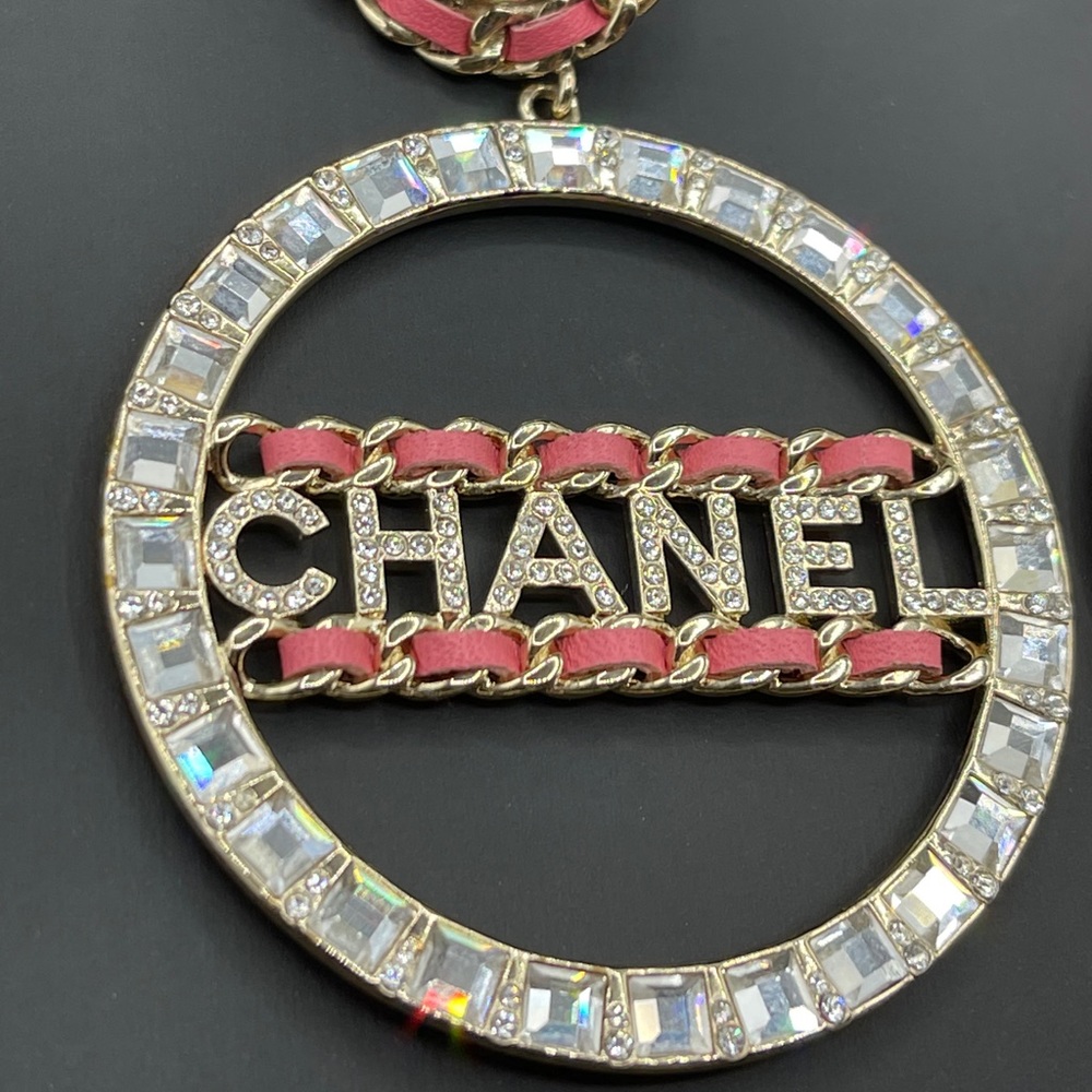 Chanel Baguette Crystal Dangle Drop Hoop Earrings - Picture 5 of 16